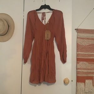 Rust colors long sleeve dress